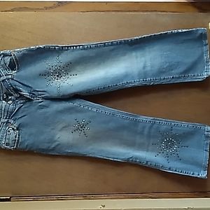 BOHO Vintage Vanilla Star Denim Jeans with Stud Flowers